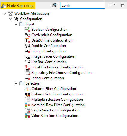 configuration node KNIME