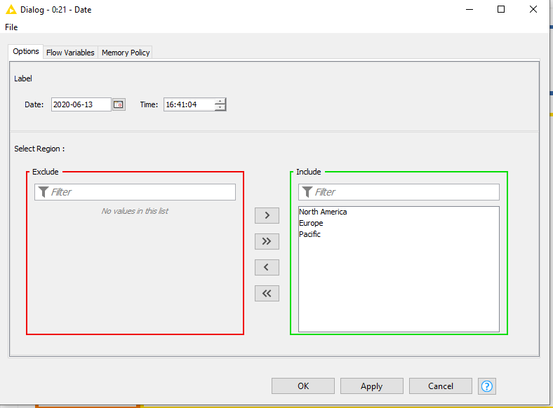 Configuration node KNIME 