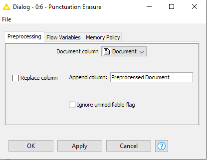 Supprimer la ponctuation dans KNIME 