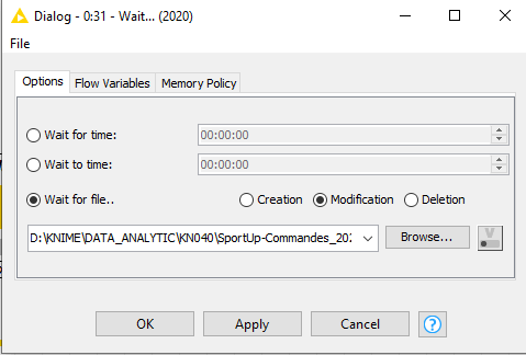 nœud WAIT KNIME 