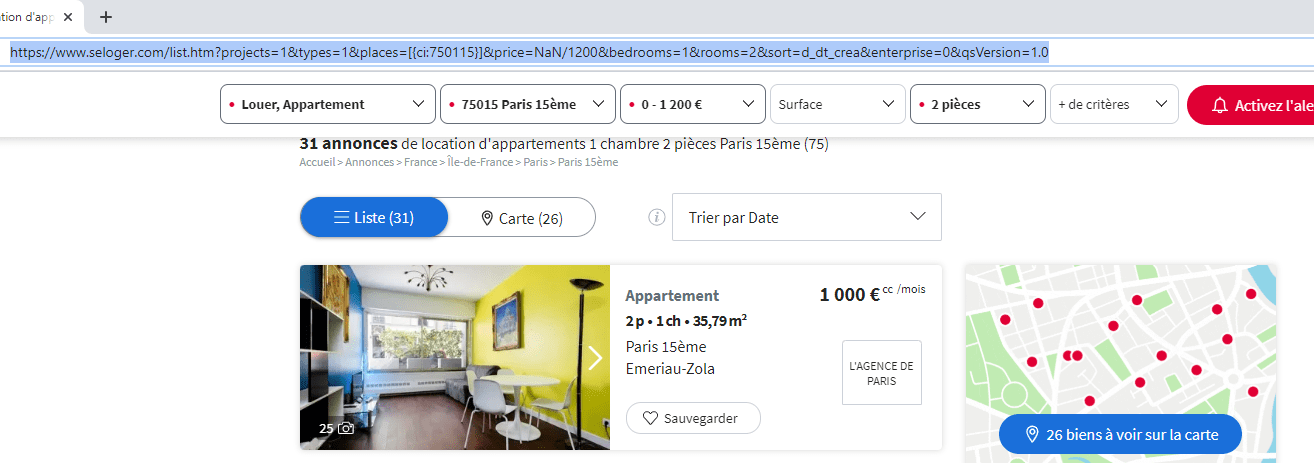 Recherches immobilières Knime