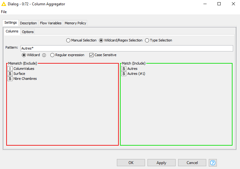 Column Agregator Knime