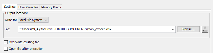 Export XLS KNIME