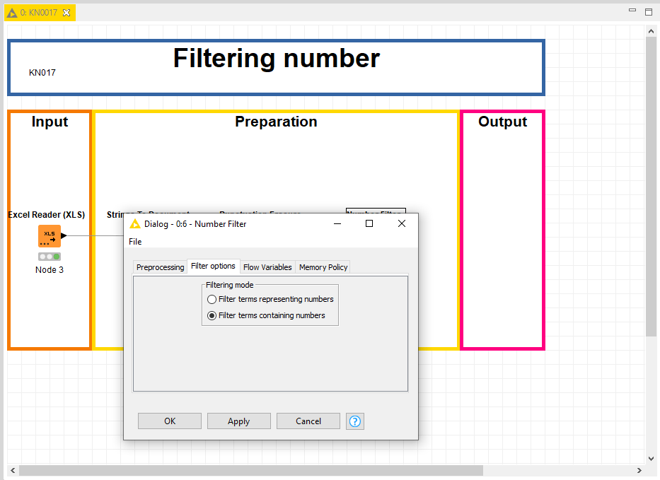 Filtrer un nombre dans KNIME 