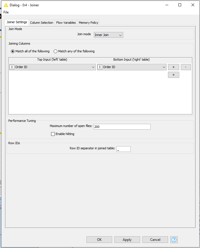 Comment joindre deux data sources dan KNIME