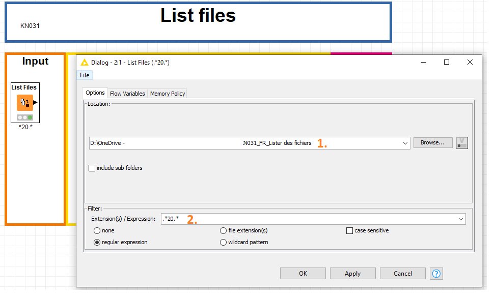 List files KNIME 