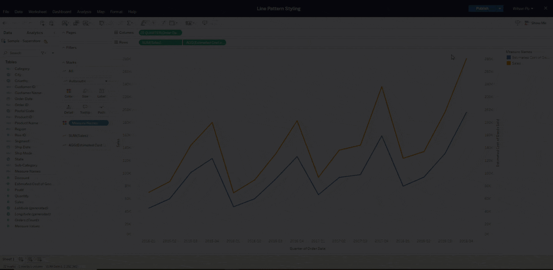 Tableau 2023.1 - Motifs de ligne