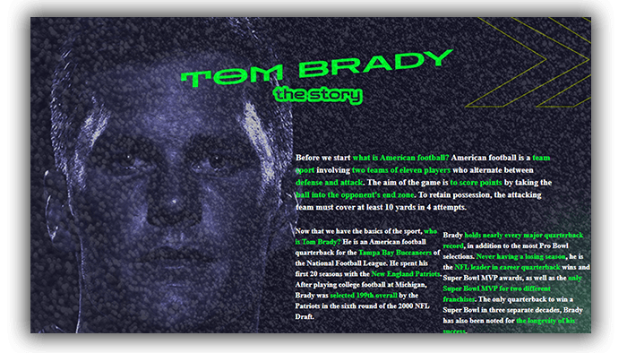 DASHBOARD TOM BRADY THE STORY